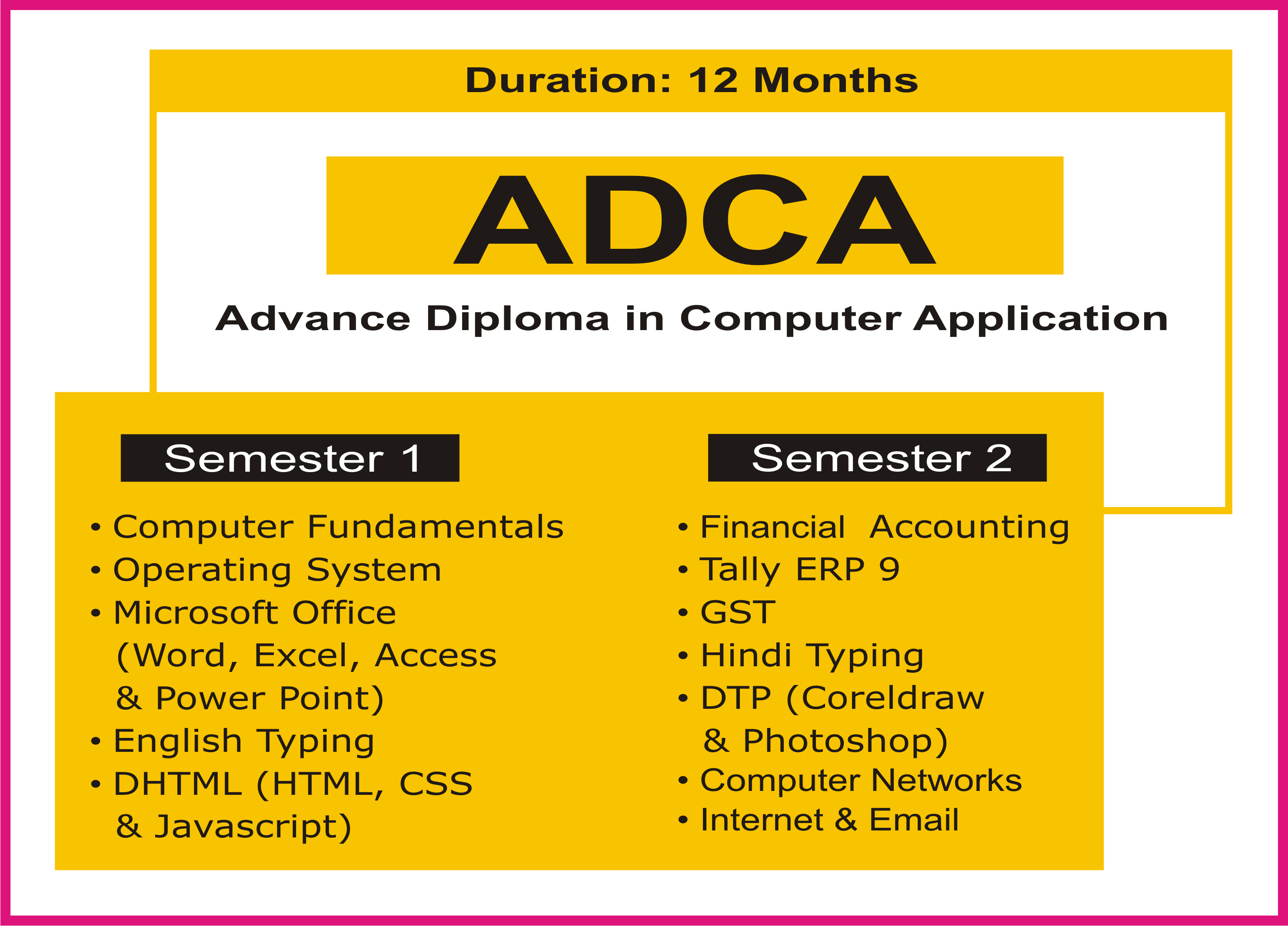 Advance Diploma  Computer Application 